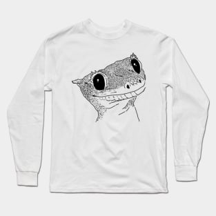 Crested Gecko Sketch, Crestie Drawing, Gecko Lover, Lizard Long Sleeve T-Shirt